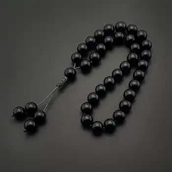 Orijinal Doğal Taş 8mm Siyah Akik 33lü Tesbih, Erkek Hediye, El Yapımı Tesbih