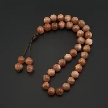 Orijinal Doğal Taş 8mm Güneş Taşı 33lü Tesbih, Erkek Hediye, El Yapımı Tesbih