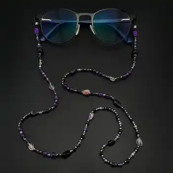 Orijinal Doğal Taş Ametist Zirkon Turmalin Hematit Akik Gözlük İpi