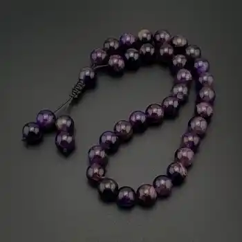 Orijinal Doğal Taş 8mm Ametist Taşı 33lü Tesbih, Erkek Hediye, El Yapımı Tesbih