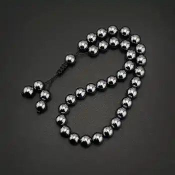 Orijinal Doğal Taş 8mm Terahertz Taşı 33lü Tesbih, Erkek Hediye, El Yapımı Tesbih