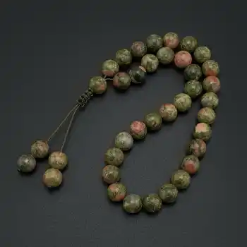 Orijinal Doğal Taş 8mm Unakit Taşı 33lü Tesbih, Erkek Hediye, El Yapımı Tesbih