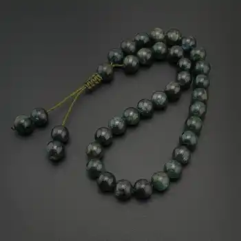 Orijinal Doğal Taş 8mm Yeşil Kyanit Taşı 33lü Tesbih, Erkek Hediye, El Yapımı Tesbih