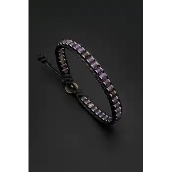 Ametist Slim Silindir Bileklik