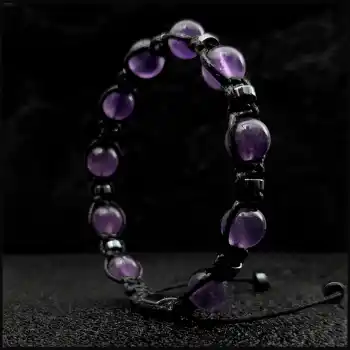 Ametist Taşı Küre Makrome Bileklik