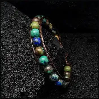 Azurit Taşı Tek Sıra Bohem Bileklik