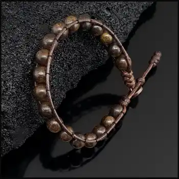 Bronzit Taşı Tek Sıra Bohem Bileklik