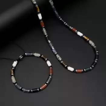 Galaksi Silindir Makrome Kolye & Bileklik Set