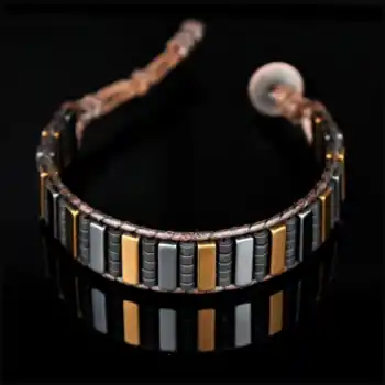 Hematit Bakır ve Gri Renk Piyano Bileklik