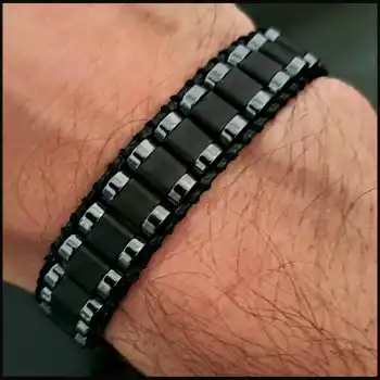 Hematit Taşı Siyah Kenar Şeritli Bileklik