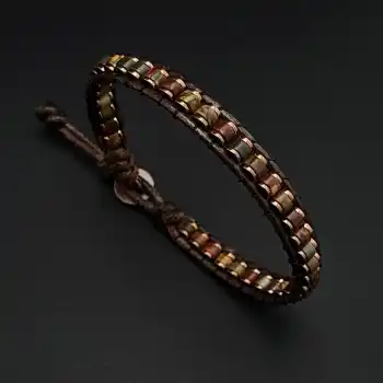 JASPER VE HEMATİT TAŞI SLİM SİLİNDİR BİLEKLİK