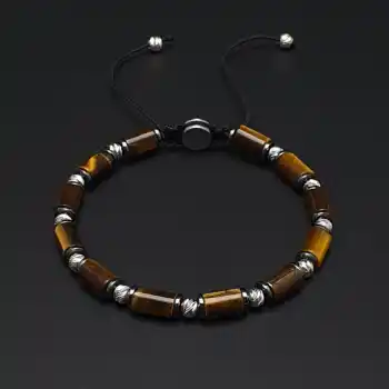 Kaplan Gözü Gümüş Makrome Bileklik