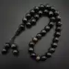 Orijinal Doğal Taş 8mm Dark Kaplan Gözü 33lü Tesbih, Erkek Hediye, El Yapımı Tesbih