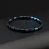 Hematit Mavi Renk Doğal Taş Kanallı Makrome Bileklik – El Yapımı Şık ve Ayarlanabilir Tasarım