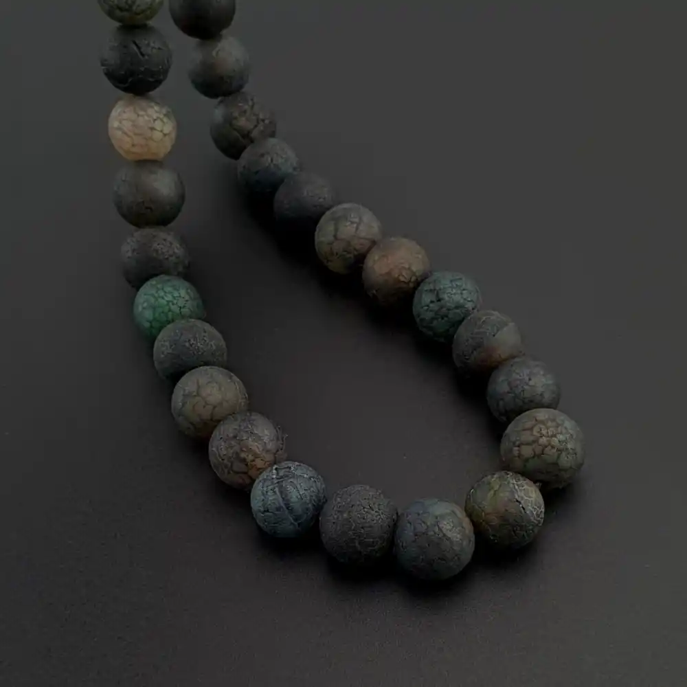 Orijinal Doğal Taş Tesbih, 8mm Tibet Akiği Taşı 33lü Tesbih, Erkek Hediye, El Yapımı Tesbih