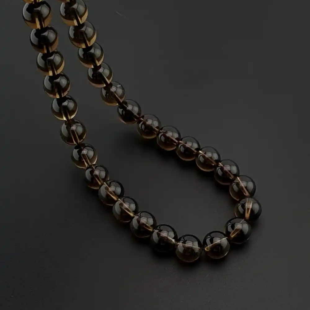 Orijinal Doğal Taş Tesbih, 8mm Dumanlı Kuvars Taşı 33lü Tesbih, Erkek Hediye, El Yapımı Tesbih