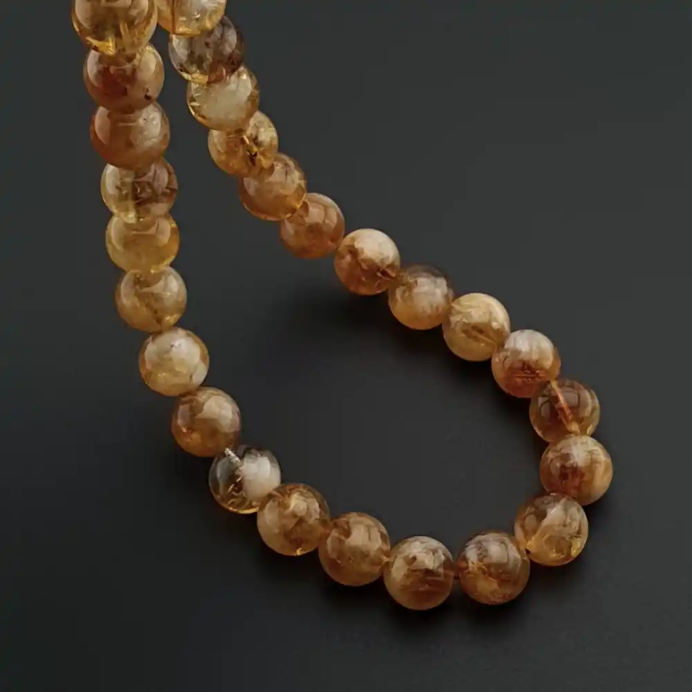 Orijinal Doğal Taş 8mm Sitrin Taşı 33lü Tesbih, Erkek Hediye, El Yapımı Tesbih