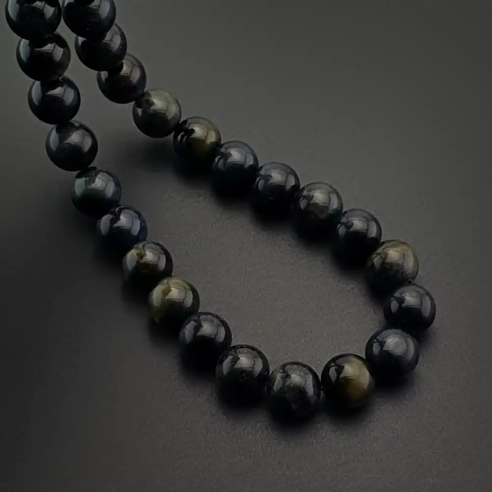 Orijinal Doğal Taş 8mm Dark Kaplan Gözü 33lü Tesbih, Erkek Hediye, El Yapımı Tesbih