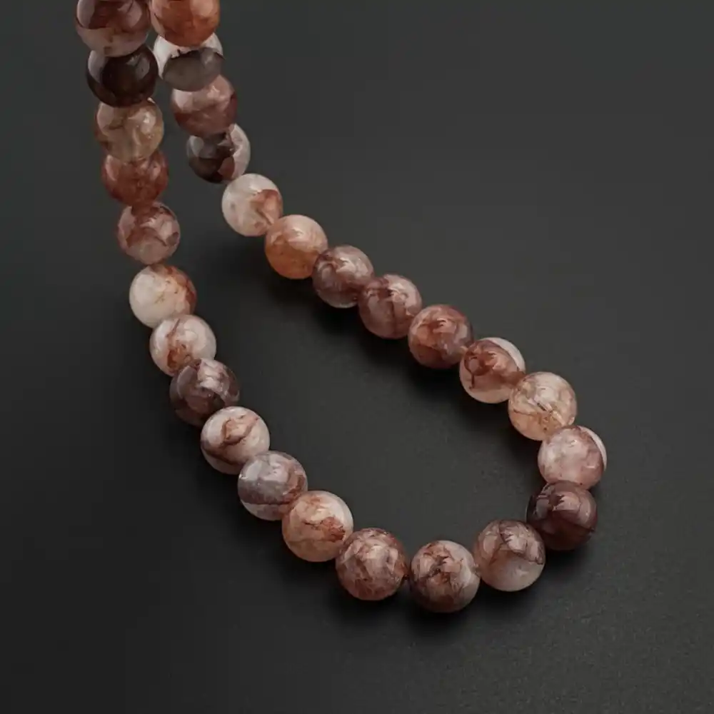 Orijinal Doğal Taş 8mm Red Fire Kuvars 33lü Tesbih, Erkek Hediye, El Yapımı Tesbih