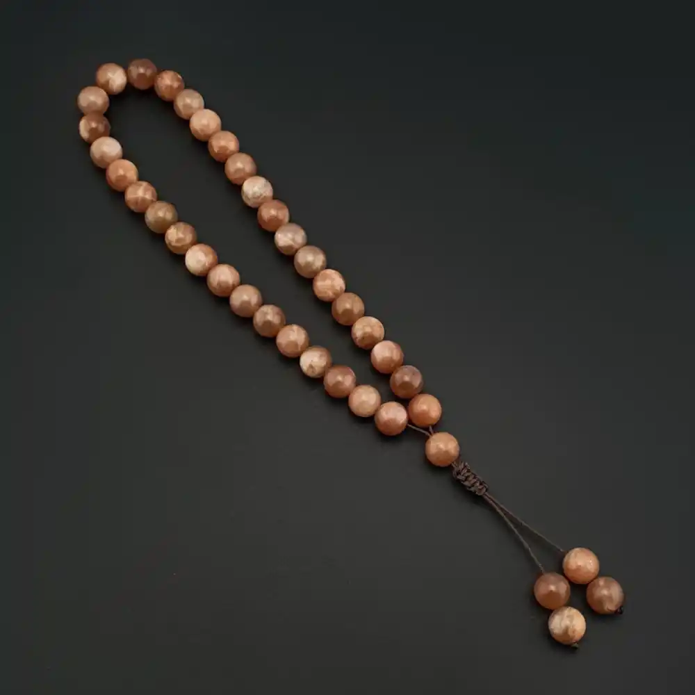 Orijinal Doğal Taş 8mm Güneş Taşı 33lü Tesbih, Erkek Hediye, El Yapımı Tesbih