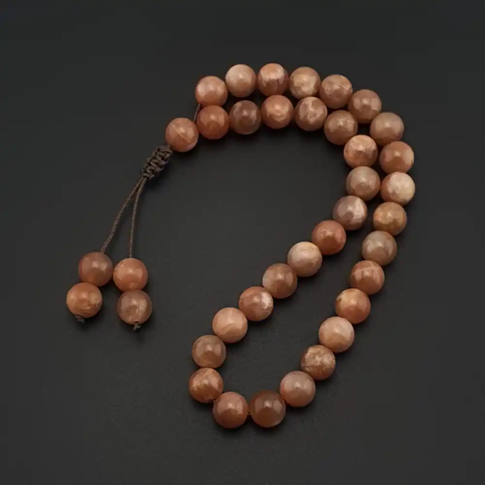 Orijinal Doğal Taş 8mm Güneş Taşı 33lü Tesbih, Erkek Hediye, El Yapımı Tesbih