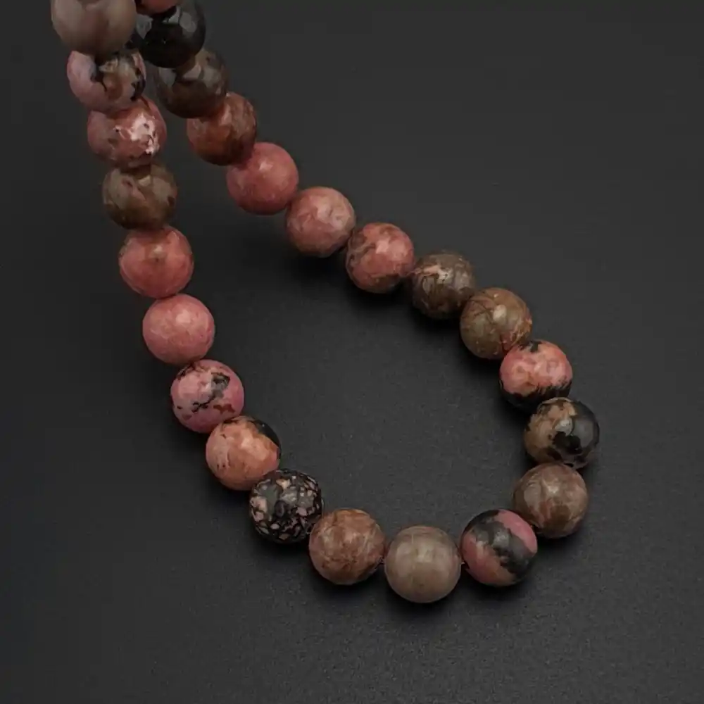 Orijinal Doğal Taş 8mm Rodokrozit Taşı 33lü Tesbih, Erkek Hediye, El Yapımı Tesbih
