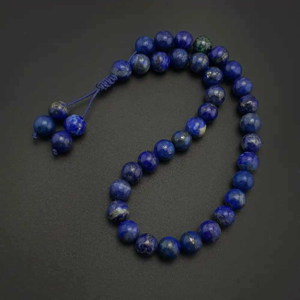Orijinal Doğal Taş 8mm Lapis Lazuli Taşı 33lü Tesbih, Erkek Hediye, El Yapımı Tesbih