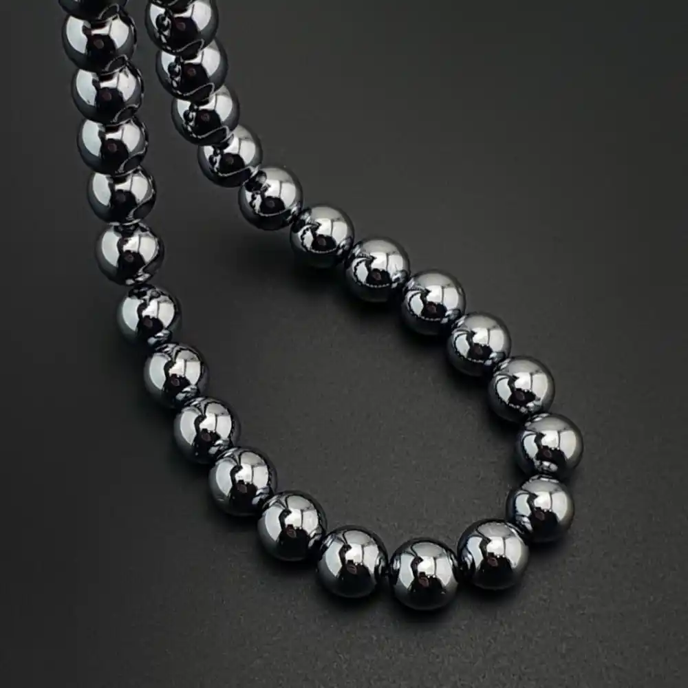 Orijinal Doğal Taş 8mm Terahertz Taşı 33lü Tesbih, Erkek Hediye, El Yapımı Tesbih