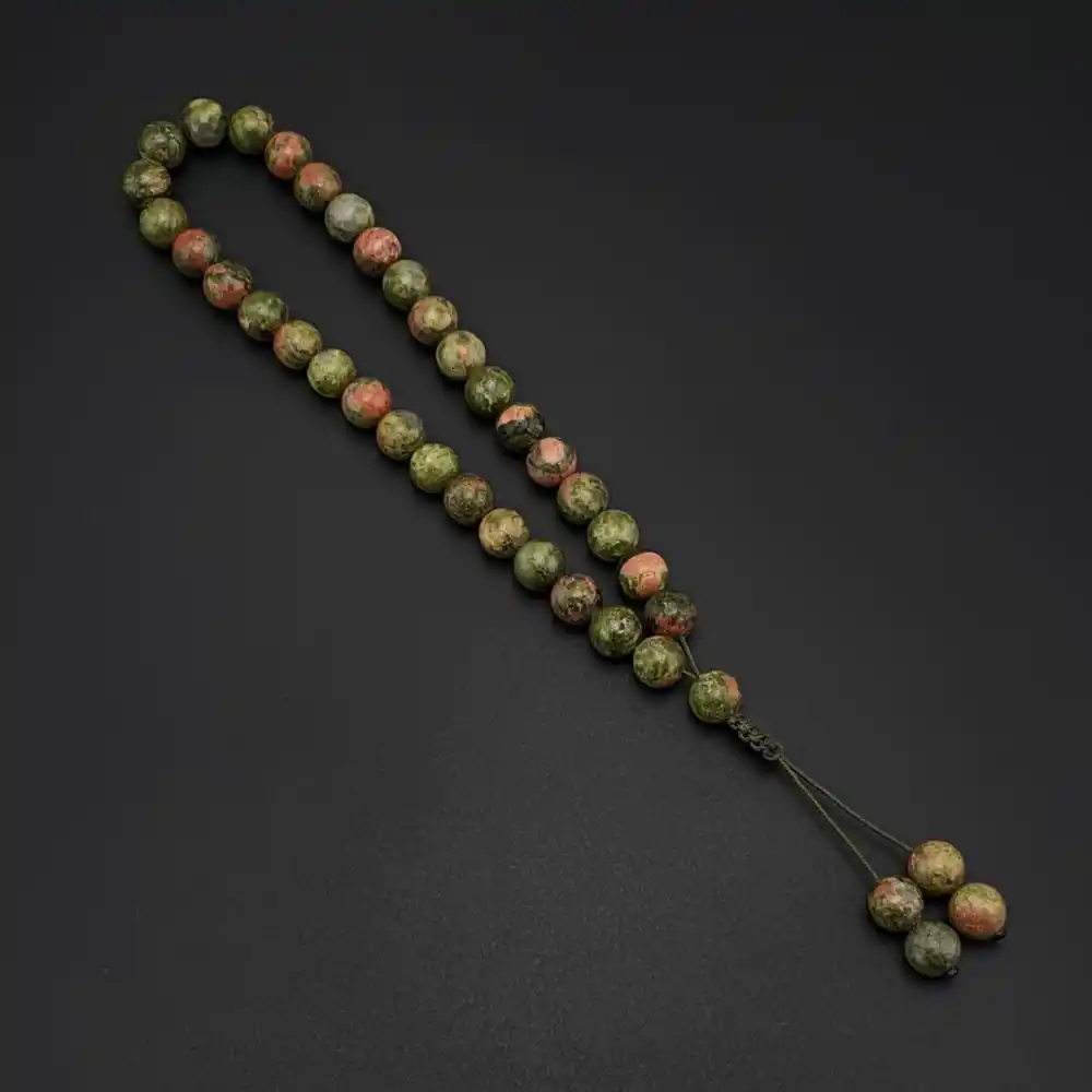 Orijinal Doğal Taş 8mm Unakit Taşı 33lü Tesbih, Erkek Hediye, El Yapımı Tesbih
