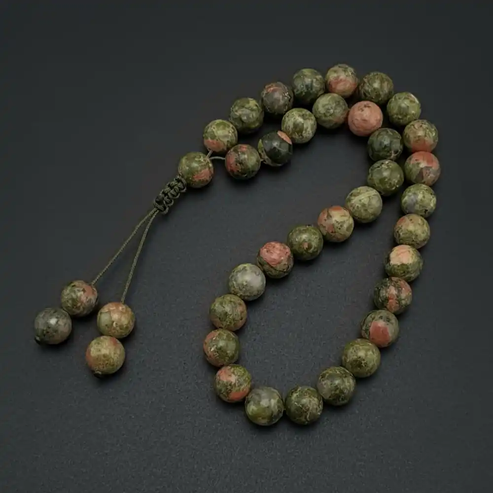 Orijinal Doğal Taş 8mm Unakit Taşı 33lü Tesbih, Erkek Hediye, El Yapımı Tesbih