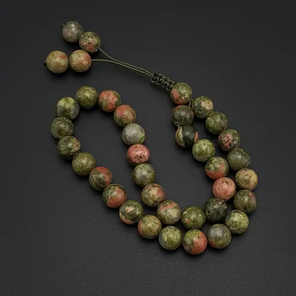 Orijinal Doğal Taş 8mm Unakit Taşı 33lü Tesbih, Erkek Hediye, El Yapımı Tesbih