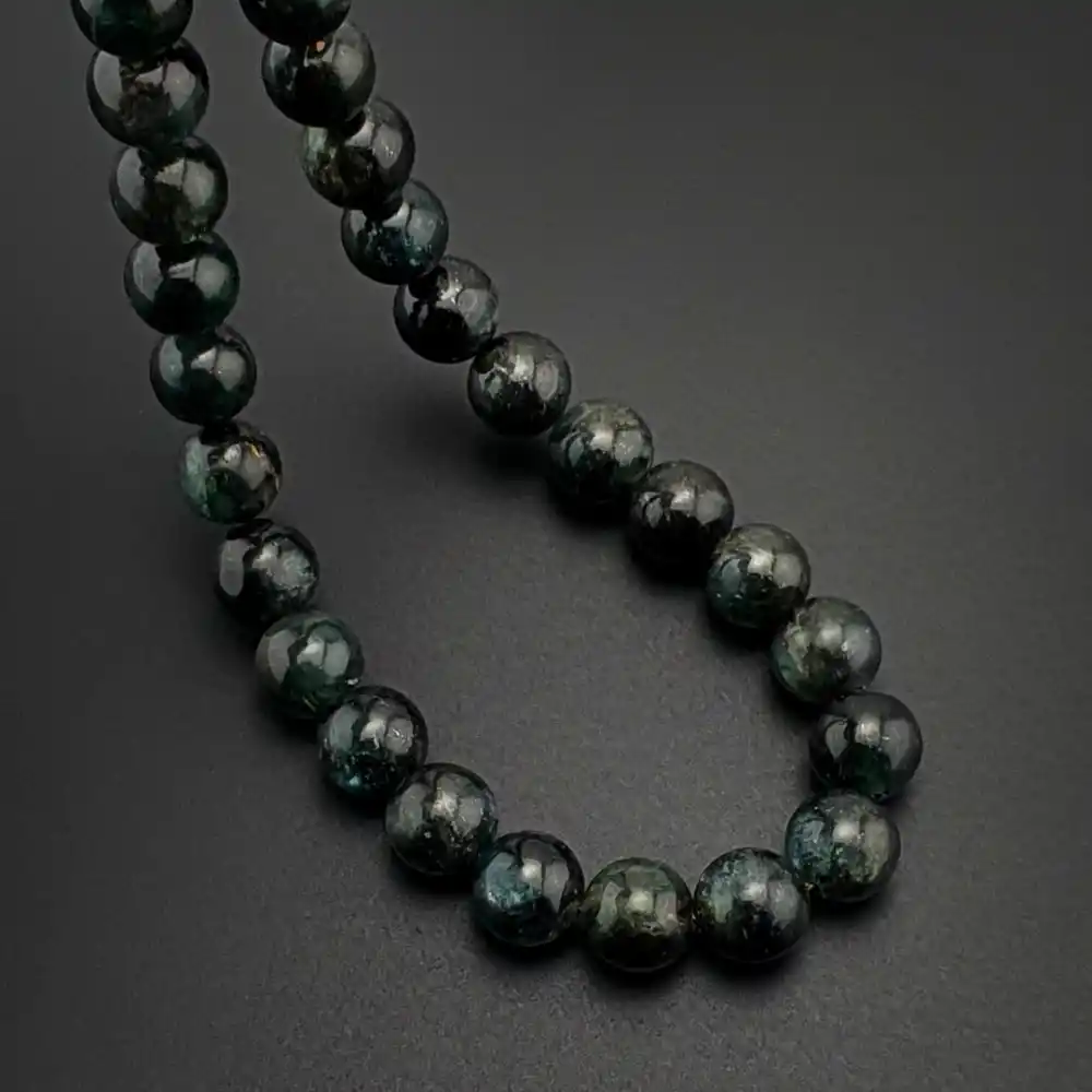 Orijinal Doğal Taş 8mm Yeşil Kyanit Taşı 33lü Tesbih, Erkek Hediye, El Yapımı Tesbih