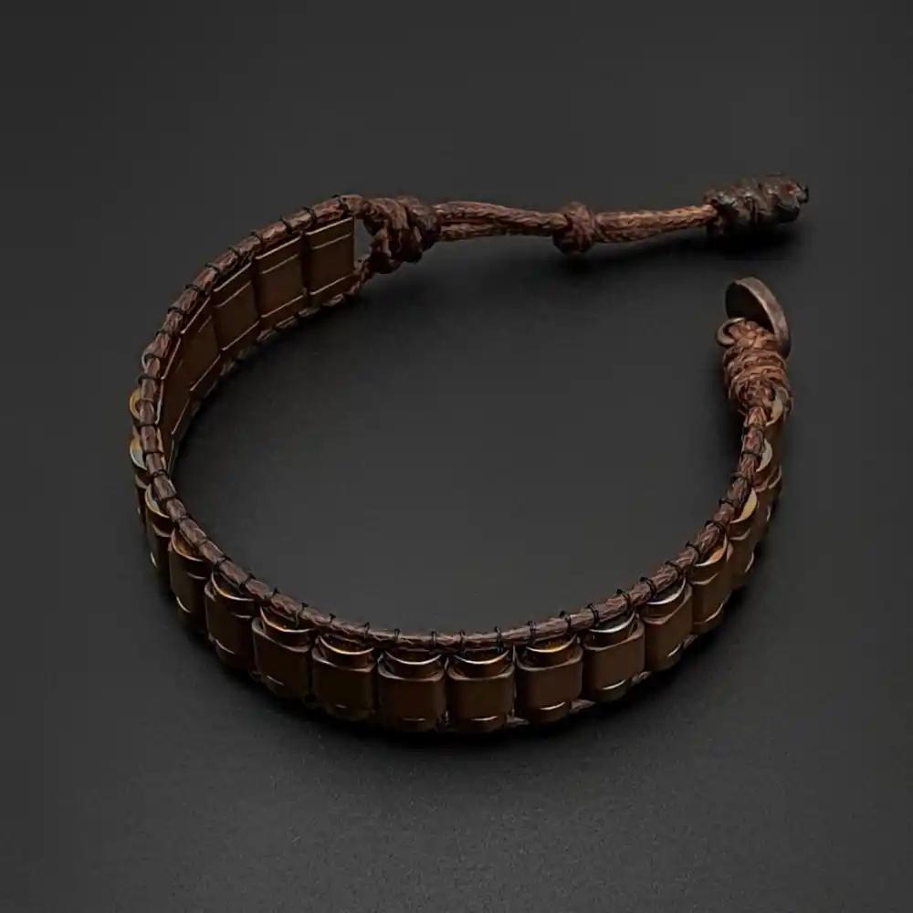 Hematit Taşı Kahverengi Bakır Renk Kenar Şeritli Bileklik