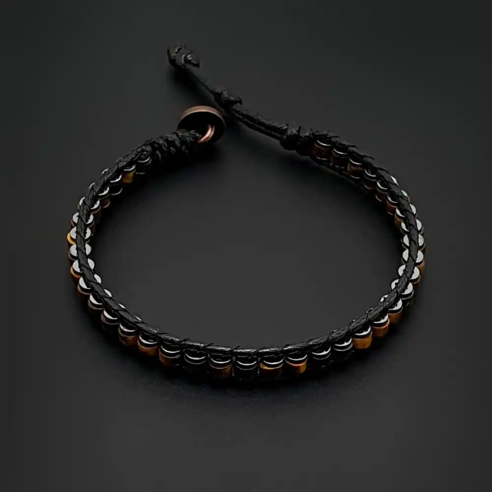 Kaplan Gözü Doğal Taş Slim Silindir Bileklik