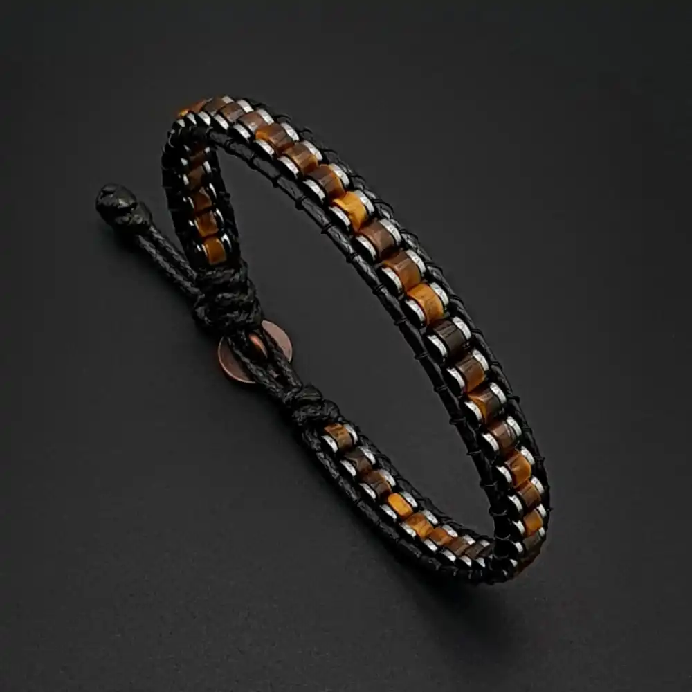 Kaplan Gözü Doğal Taş Slim Silindir Bileklik