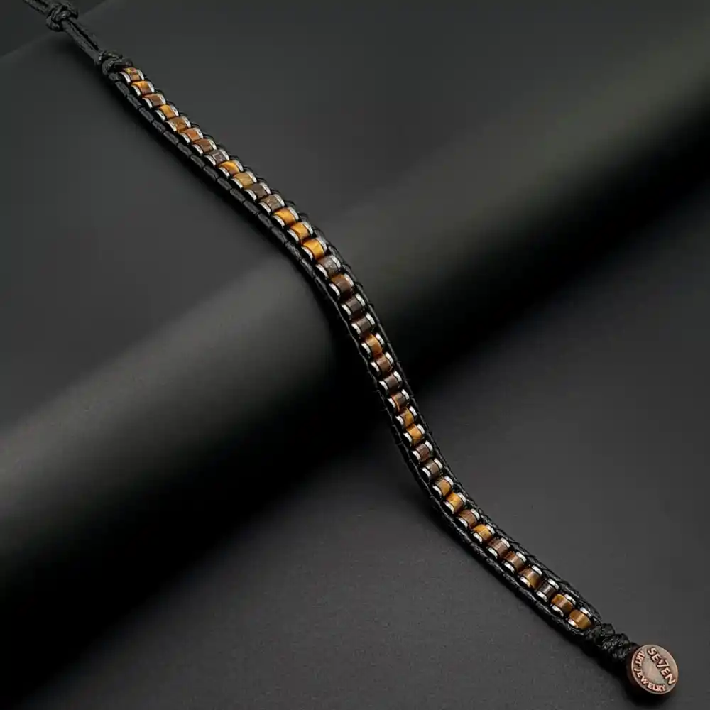 Kaplan Gözü Doğal Taş Slim Silindir Bileklik