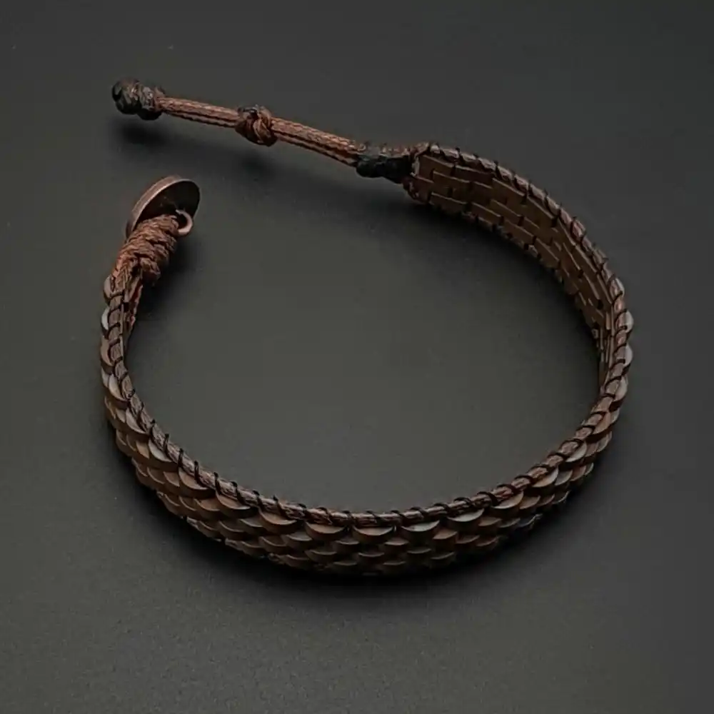 Doğal Taş Bronz Renk Hematit Taşı Hasır Tarz Bileklik