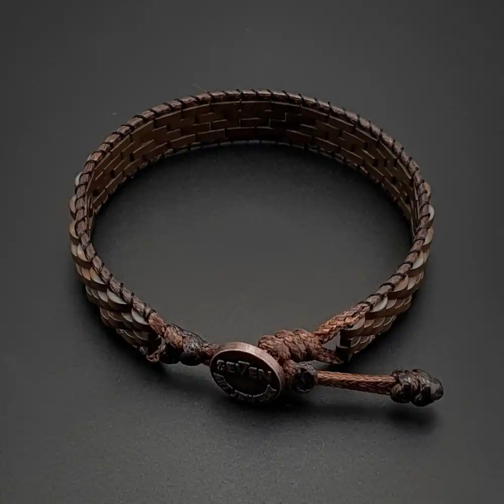 Doğal Taş Bronz Renk Hematit Taşı Hasır Tarz Bileklik