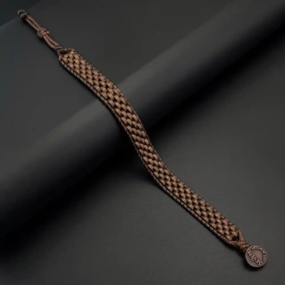 Doğal Taş Bronz Renk Hematit Taşı Hasır Tarz Bileklik