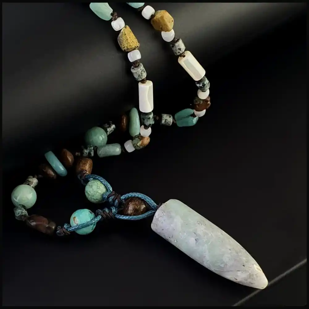 Amazonit Uçlu Bohem Kolye