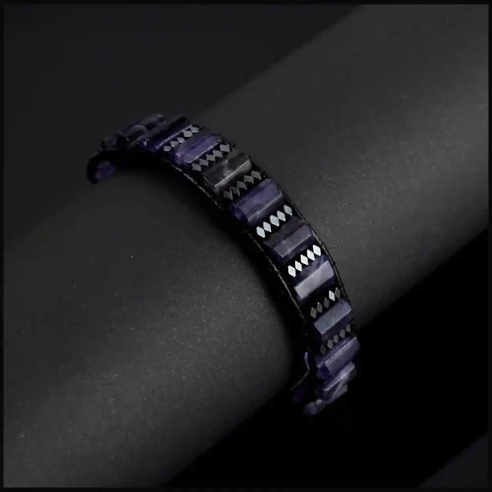 Ametist Köşeli Silindir Bileklik