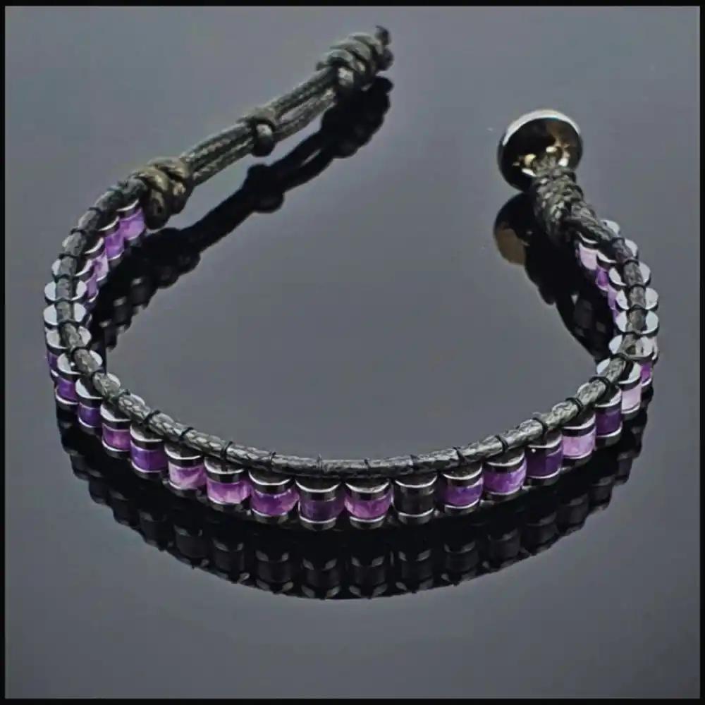 Ametist Slim Silindir Bileklik