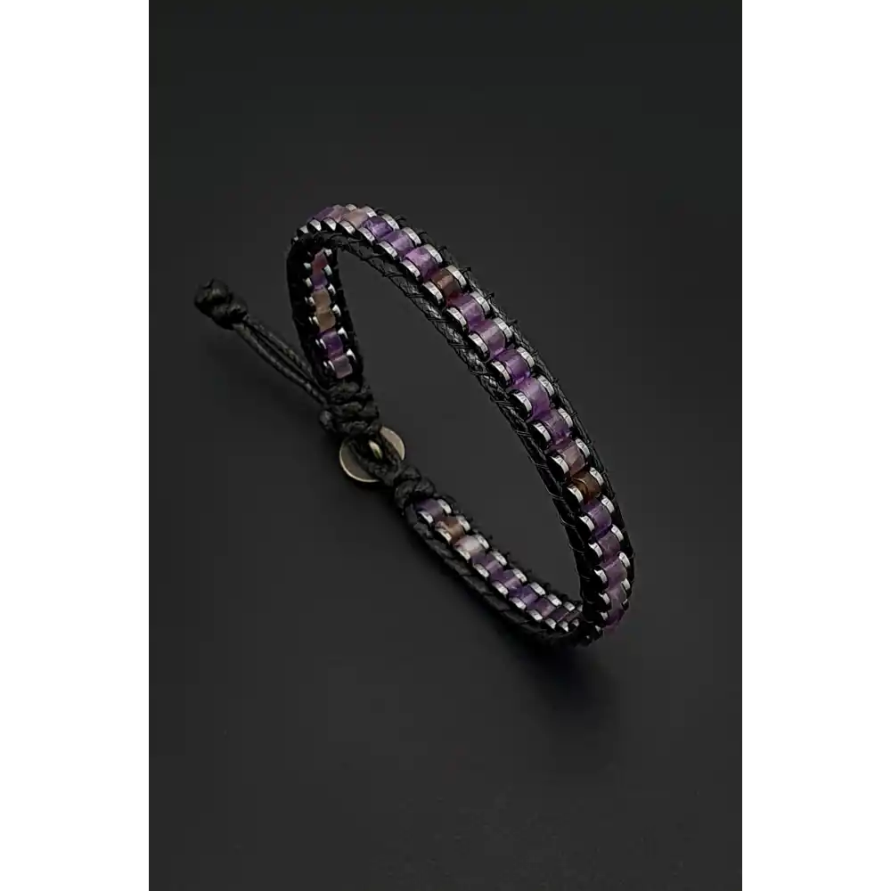 Ametist Slim Silindir Bileklik