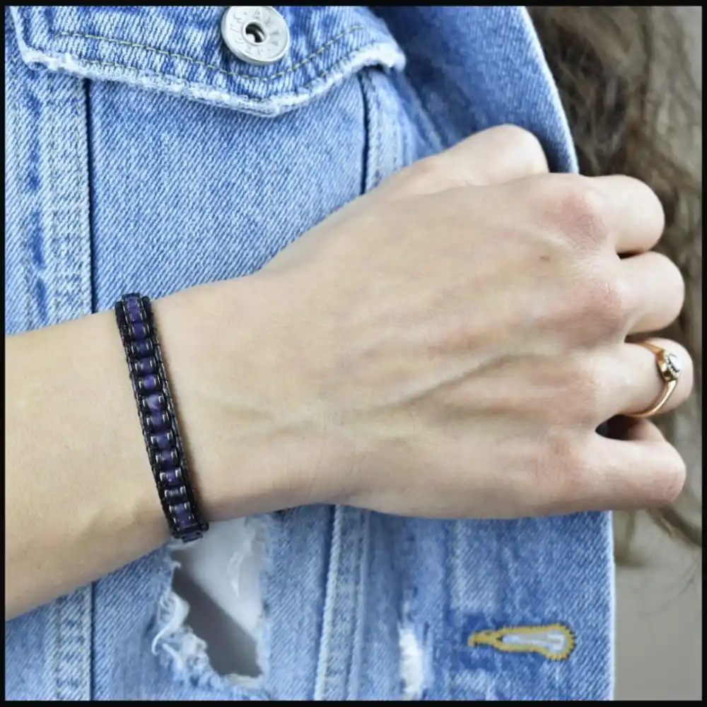 Ametist Slim Silindir Bileklik