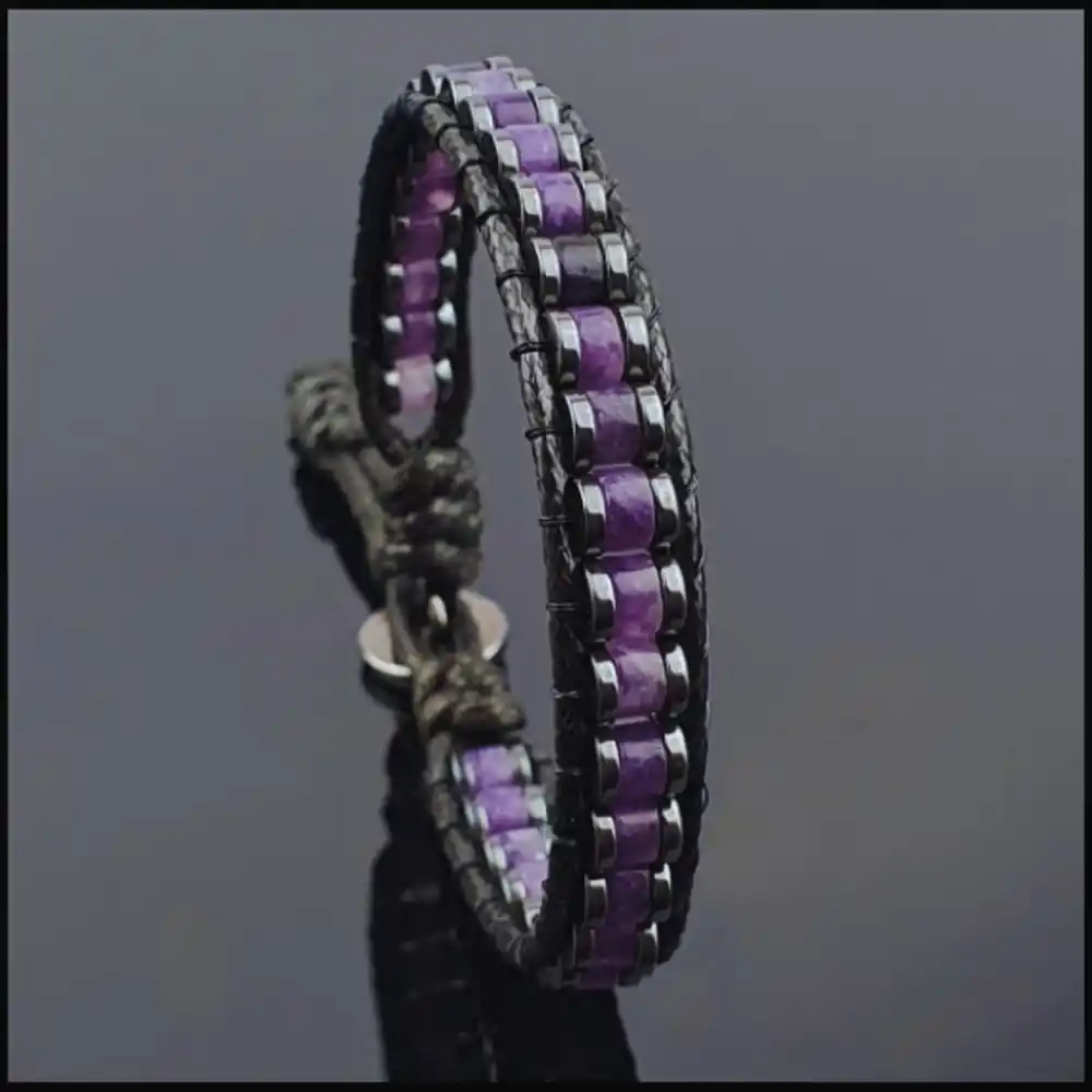 Ametist Slim Silindir Bileklik