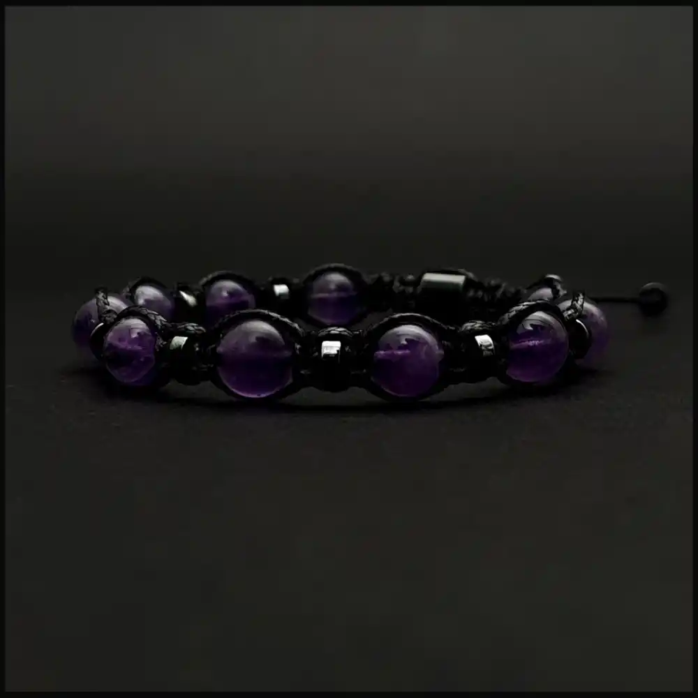 Ametist Taşı Küre Makrome Bileklik