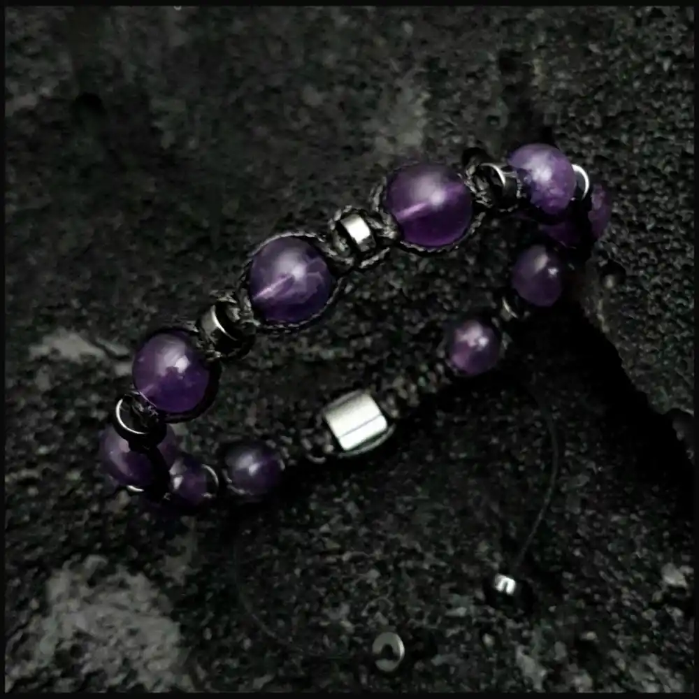 Ametist Taşı Küre Makrome Bileklik