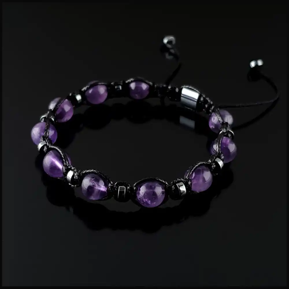 Ametist Taşı Küre Makrome Bileklik