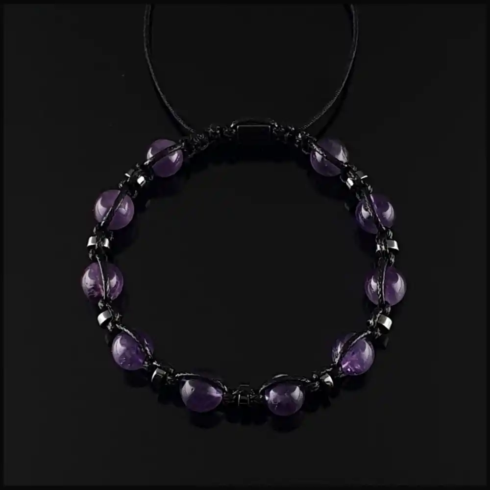 Ametist Taşı Küre Makrome Bileklik