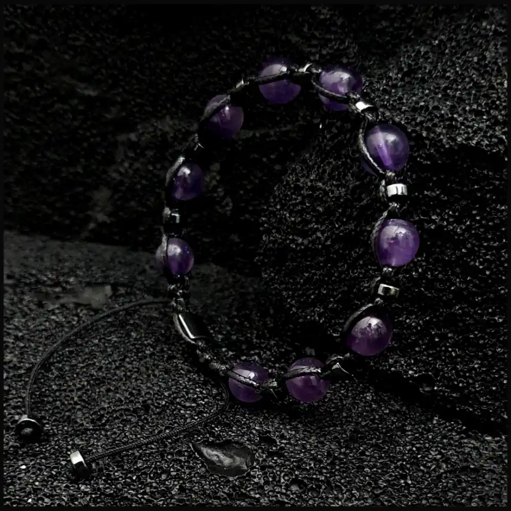 Ametist Taşı Küre Makrome Bileklik